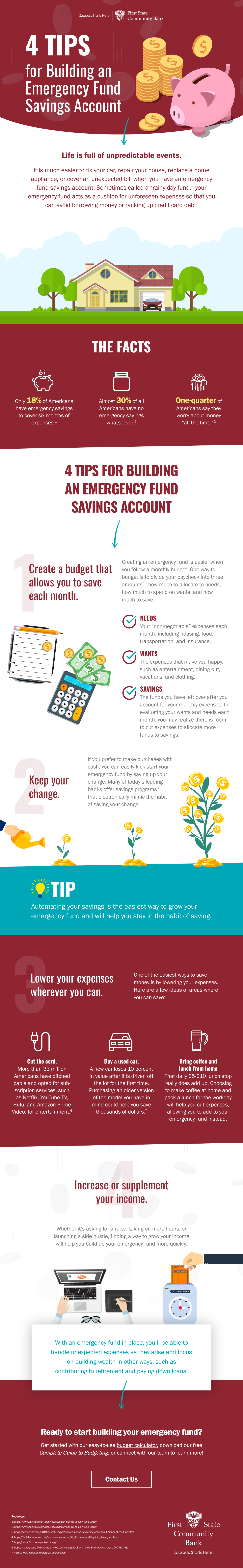 FSCB Infographic - 4 Tips for Building an Emergency Fund Savings Account